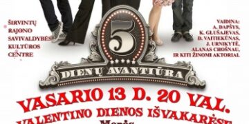 Vasario 13 d. 20 val. Širvintų kultūros centre – romantinės komedijos „5 dienų avantiūra“ nemokamas kino seansas