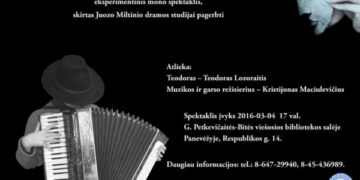 G. Petkevičaitės-Bitės bibliotekoje – monospektaklis „Melodija akordeonui“