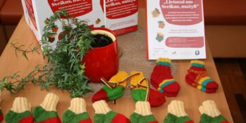 Miesto šimtmečio kūdikius šildys trispalvės kojinaitės