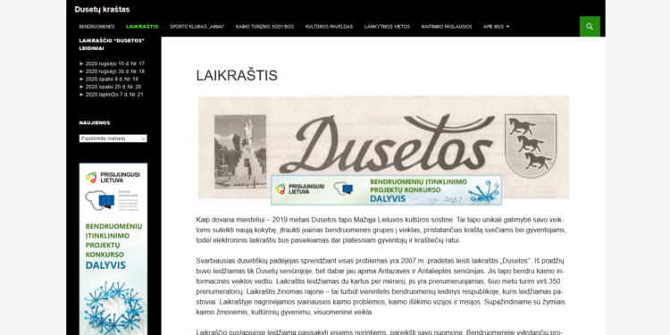 Dusetų krašto internetinės svetainės dusetukrastas.info įskiepis „Laikraštis“