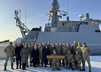 Biržų rajono savivaldybės delegacija dalyvavo patrulinio laivo „Aukštaitis“vadų pasikeitimo ceremonijoje